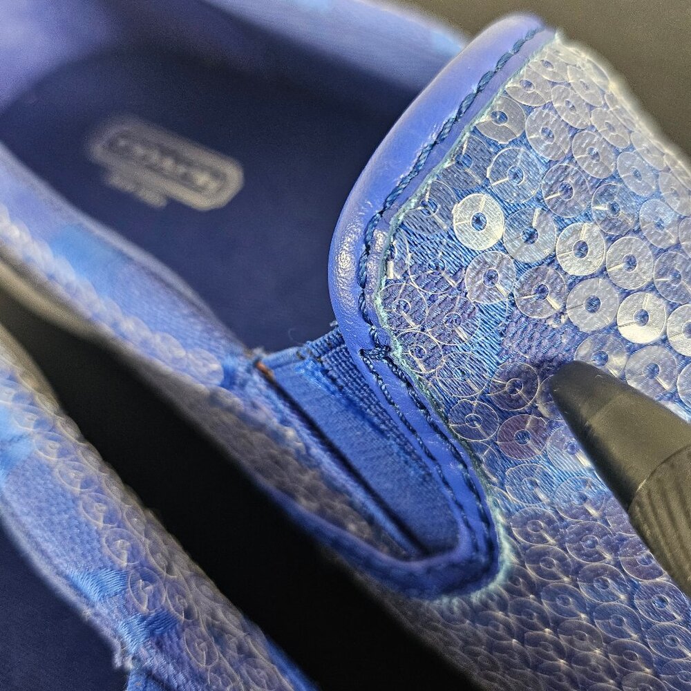 Coach "KIVY" Blue Sequins Slip On Sneakers Size 8M Luxury Sneakers. - Picture 12 of 13